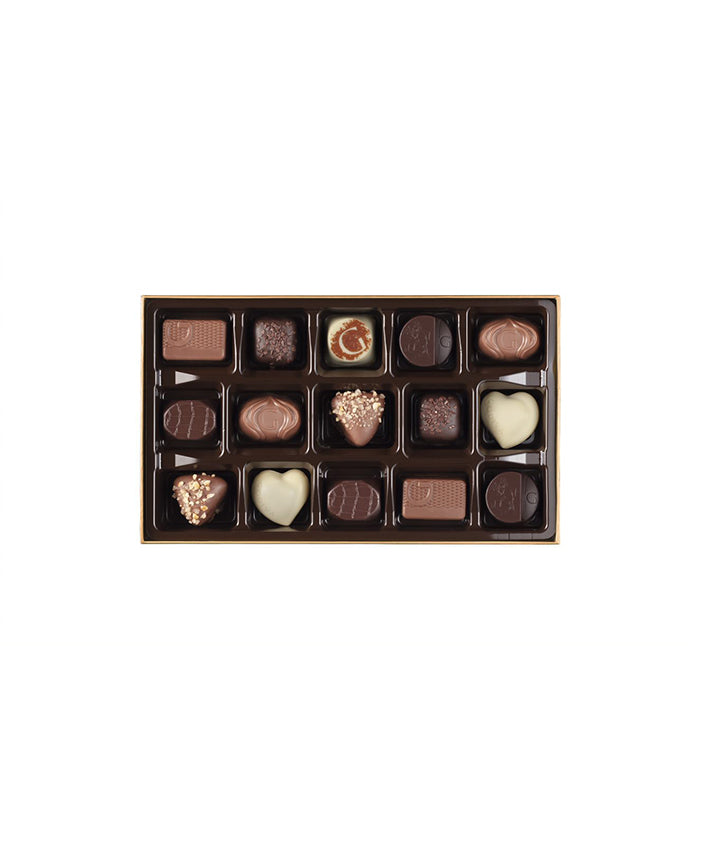 Coffret cadeau doré chocolat - 15 pièces