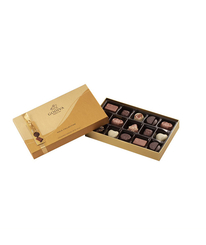 Coffret cadeau doré chocolat - 15 pièces