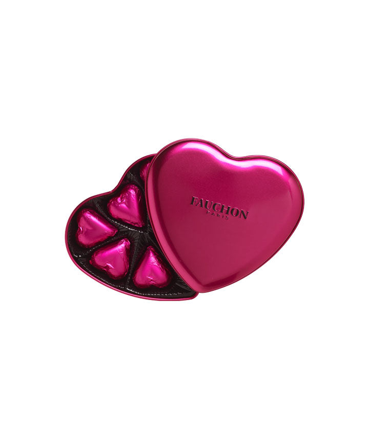 Boîte cœur magenta chocolat au lait