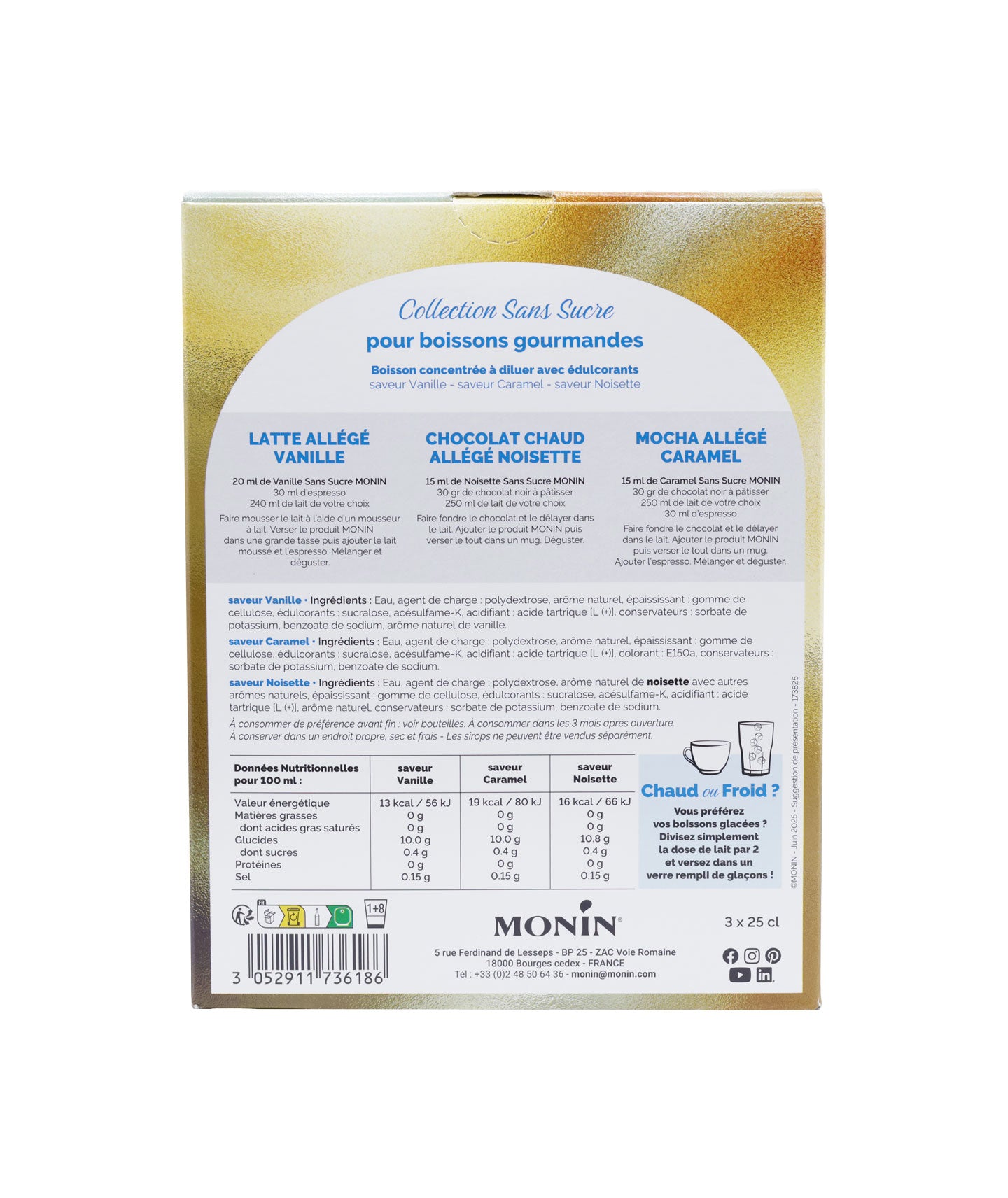 Coffret de 3 sirops sans sucre