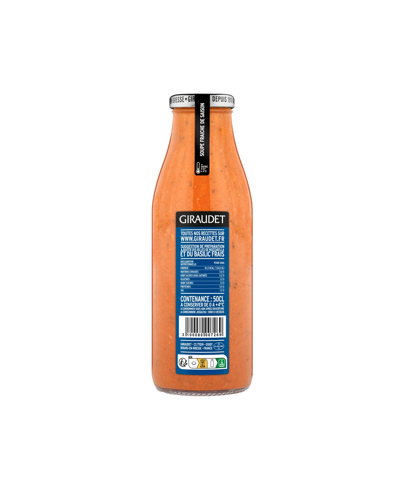 Gaspacho tomates mozzarella et basilic