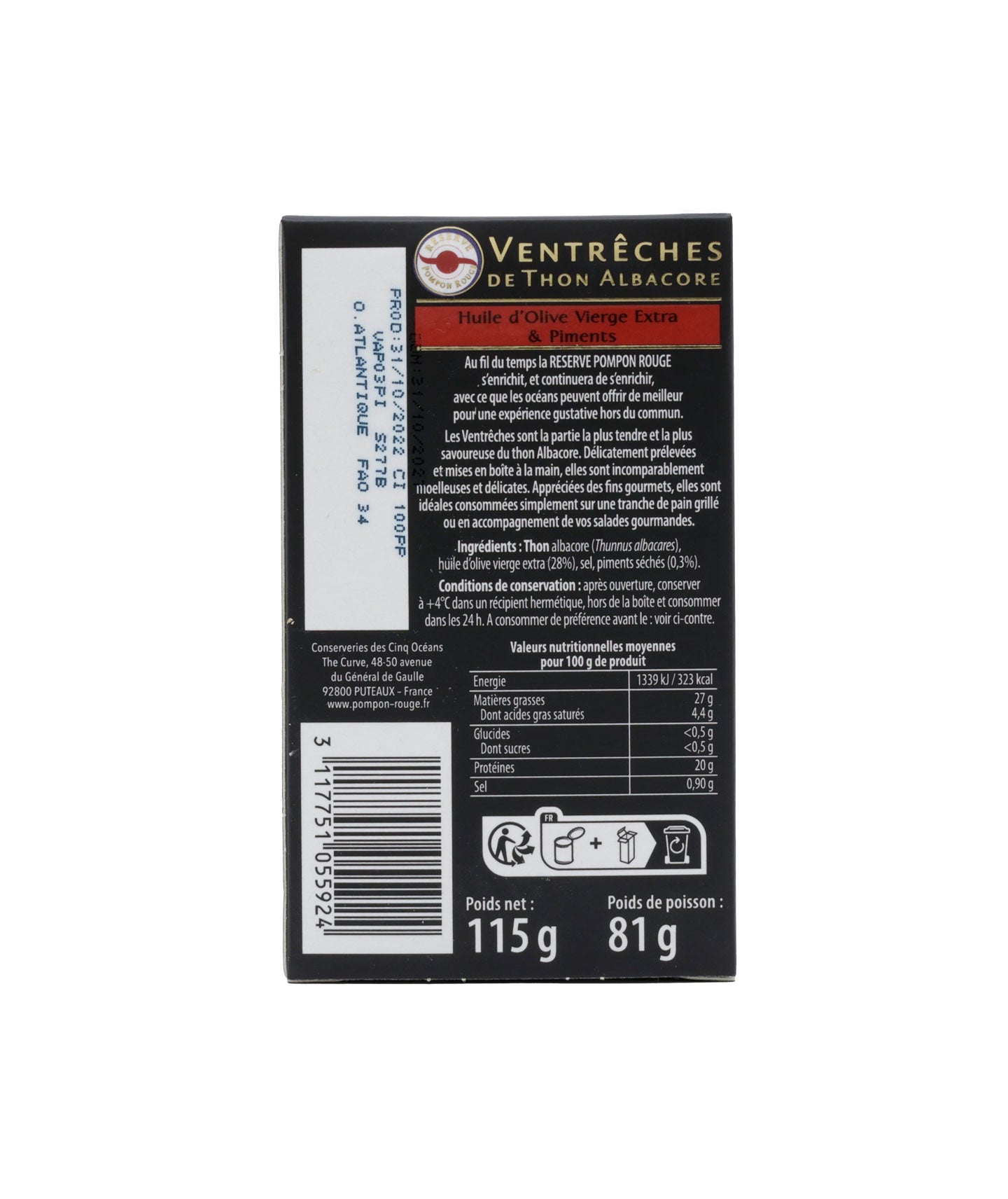 Ventrèches de thon à l'huile d'olive vierge extra et piments