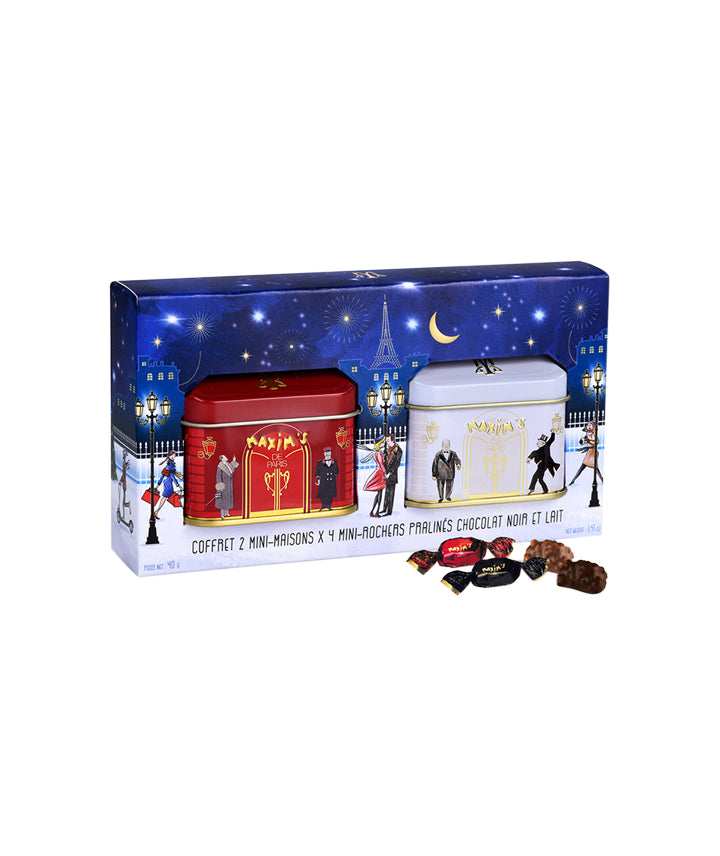 Étui 2 mini-maisons Noël - 8 rochers assortis