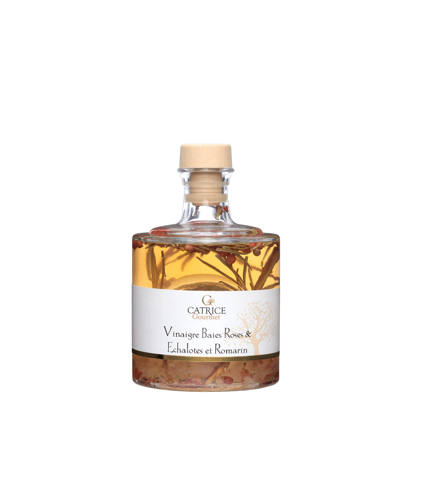 Vinaigre aux baies roses, échalotes et romarin