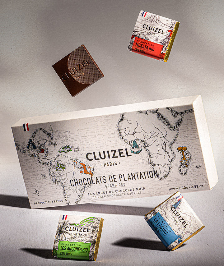 Etui carrés chocolat de plantation