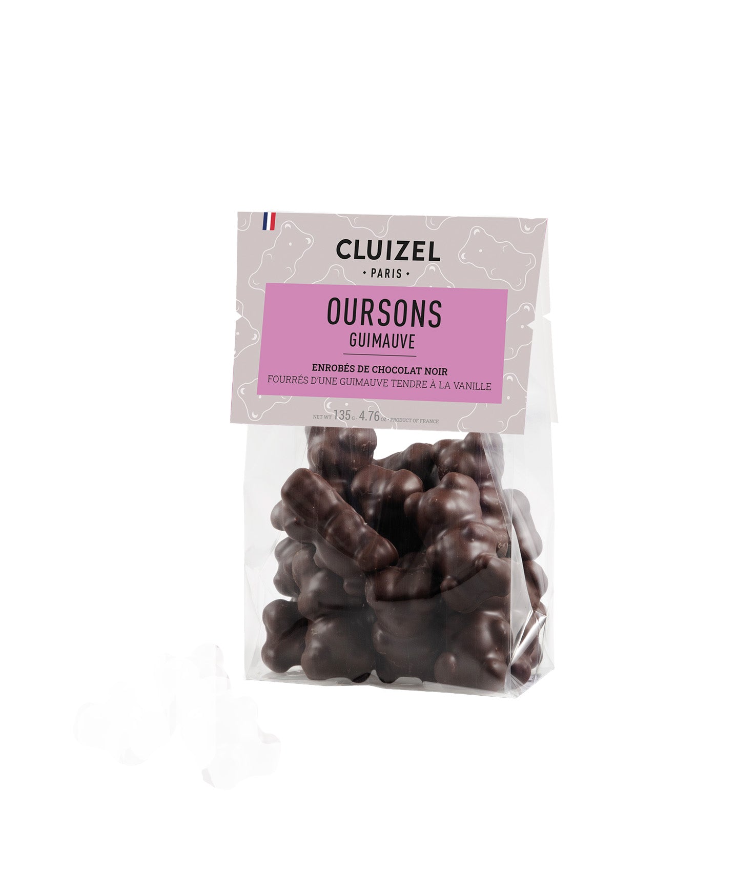 Sachet oursons guimauve au chocolat noir