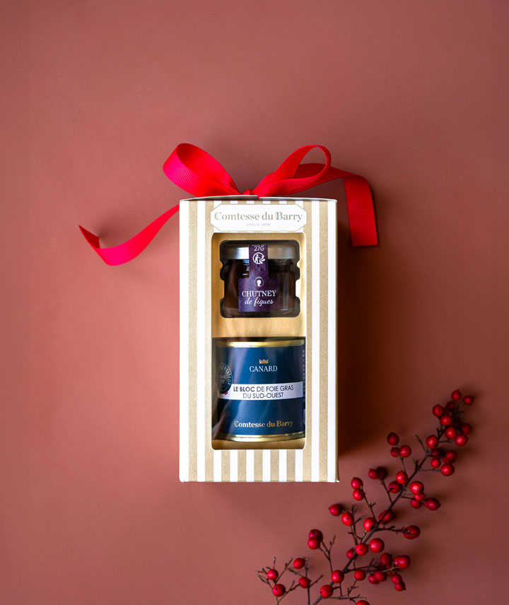Coffret bloc de foie gras de canard et chutney de figues