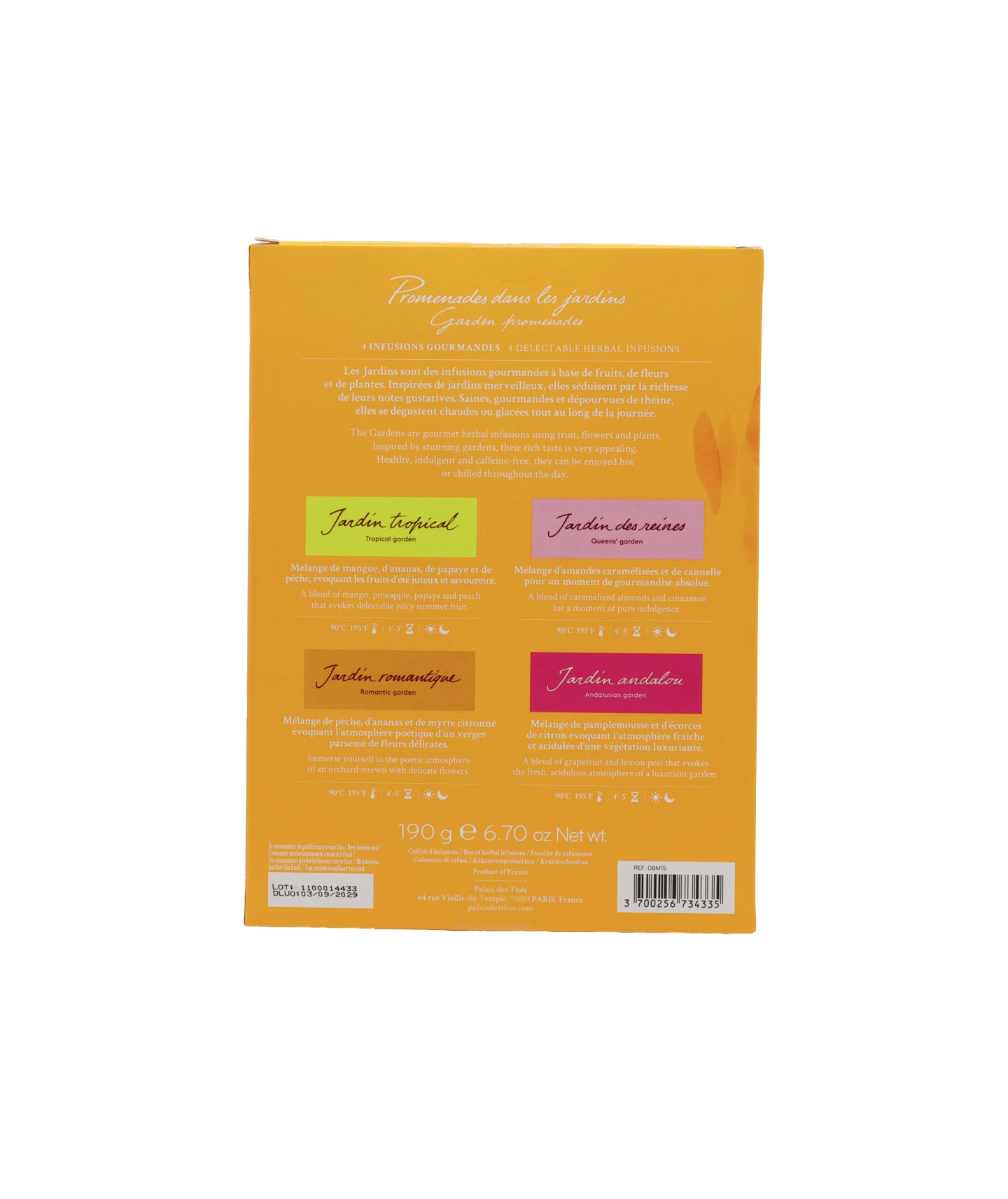 Coffret de 4 mini infusions "Promenade dans les jardins" - Boîte vrac