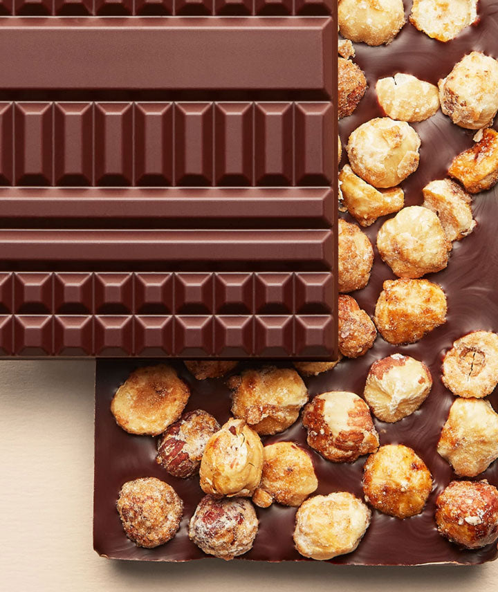 Tablette chocolat au lait mendiant noisettes caramélisées