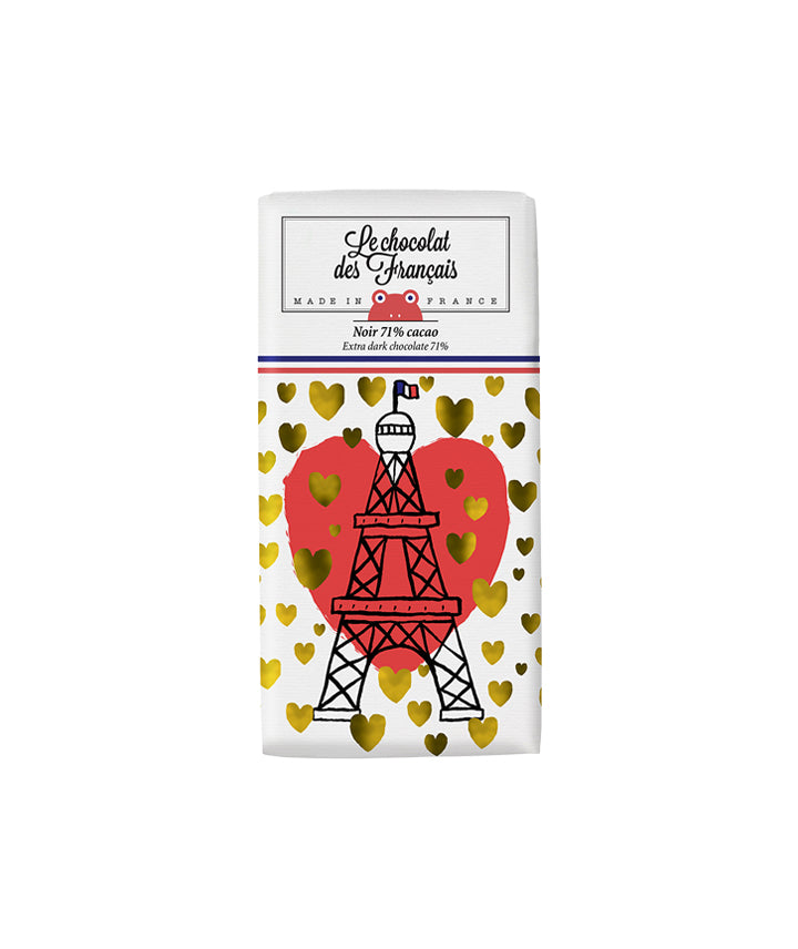Tablette Tour Eiffel cœur noir 71% bio