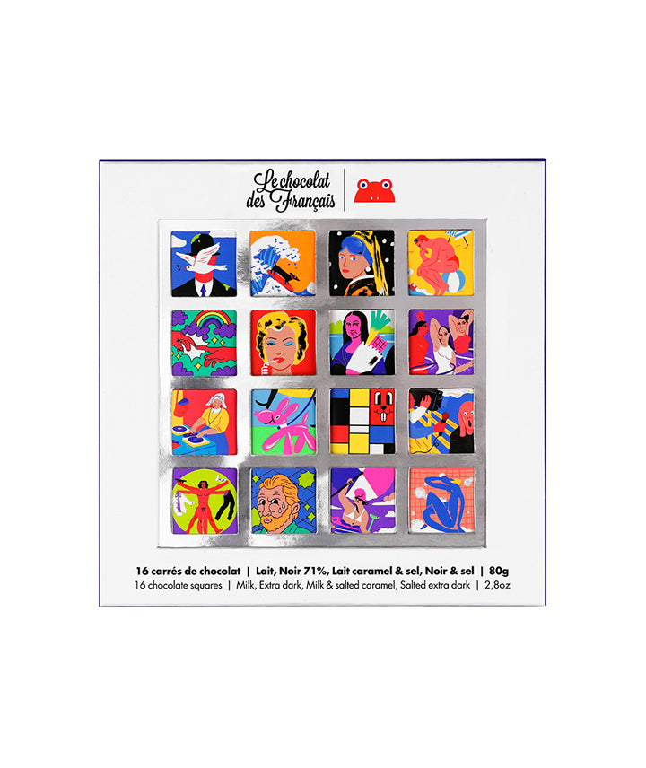 Coffret Art de 16 carrés de chocolat bio