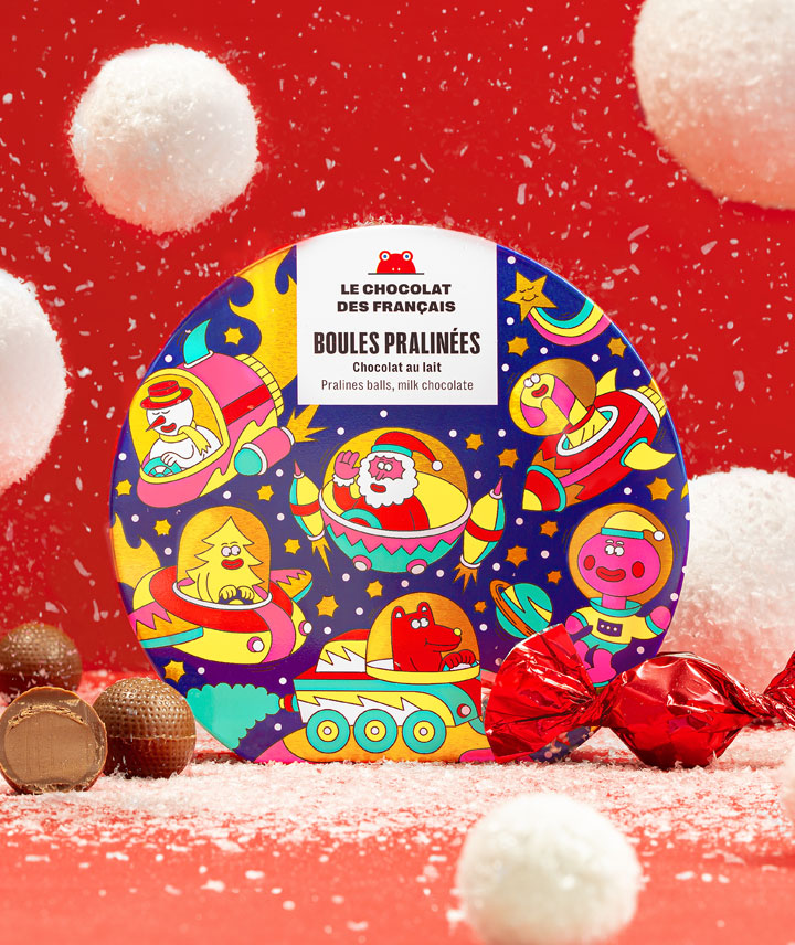 Coffret métal, boules pralinés