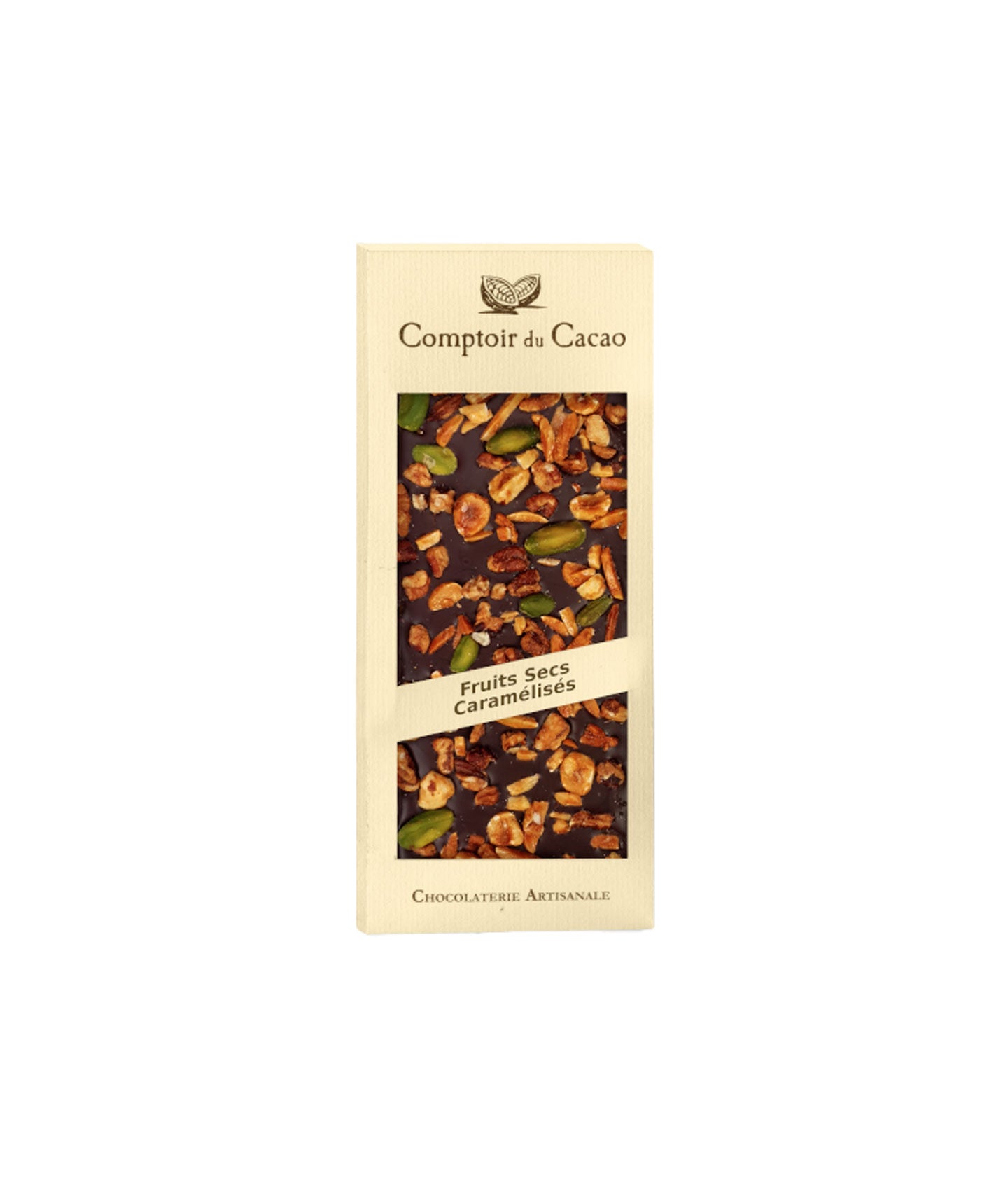 Tablette de chocolat noir aux fruits secs caramélisés