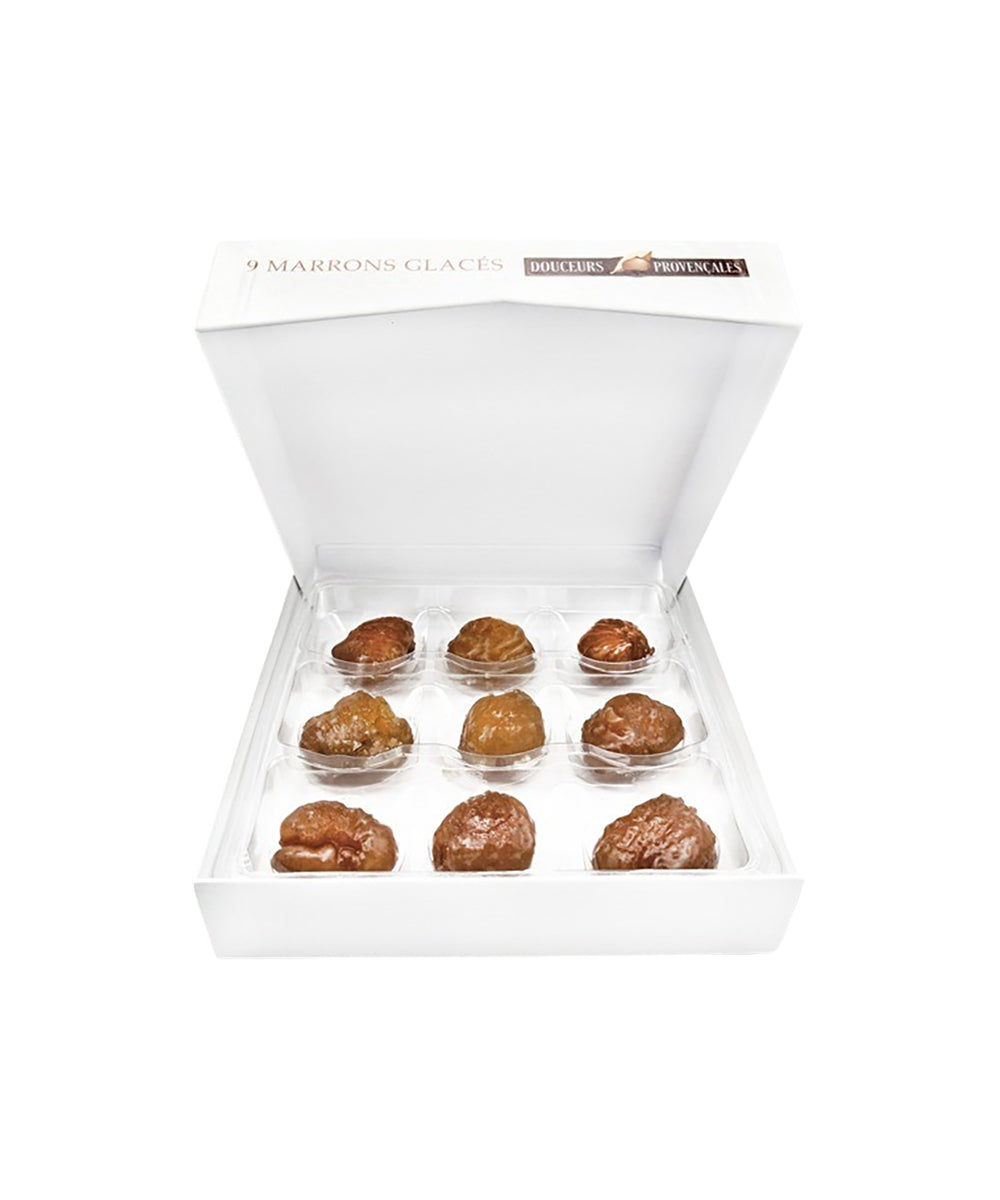 Boîte de 9 marrons glacés entiers