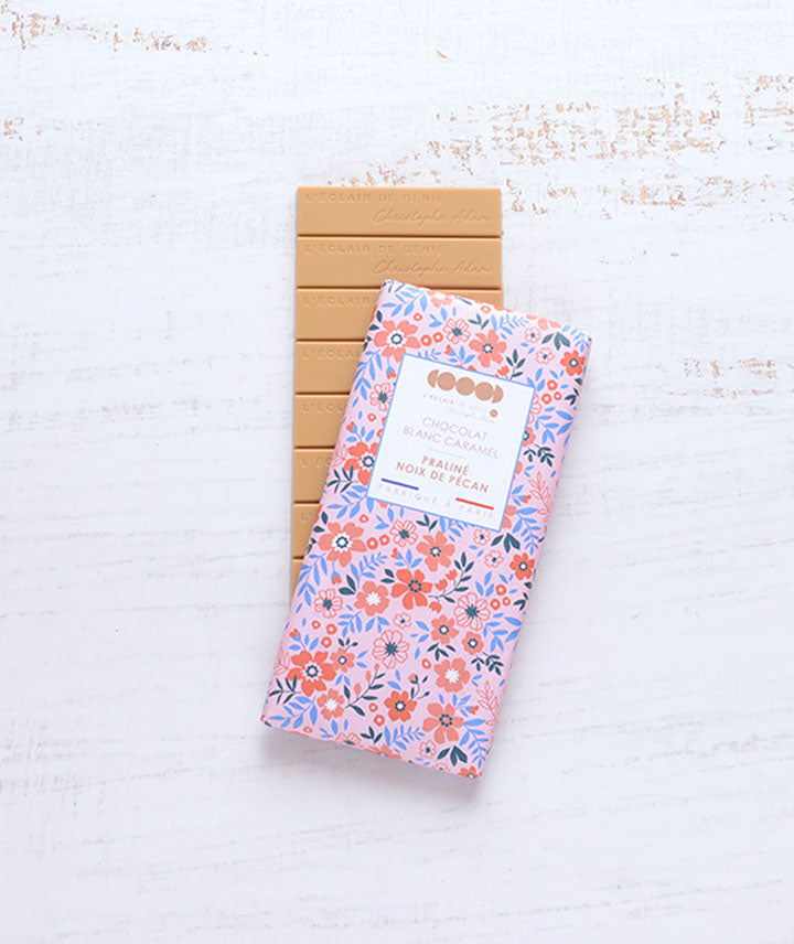 Tablette chocolat blanc caramel noix de pécan
