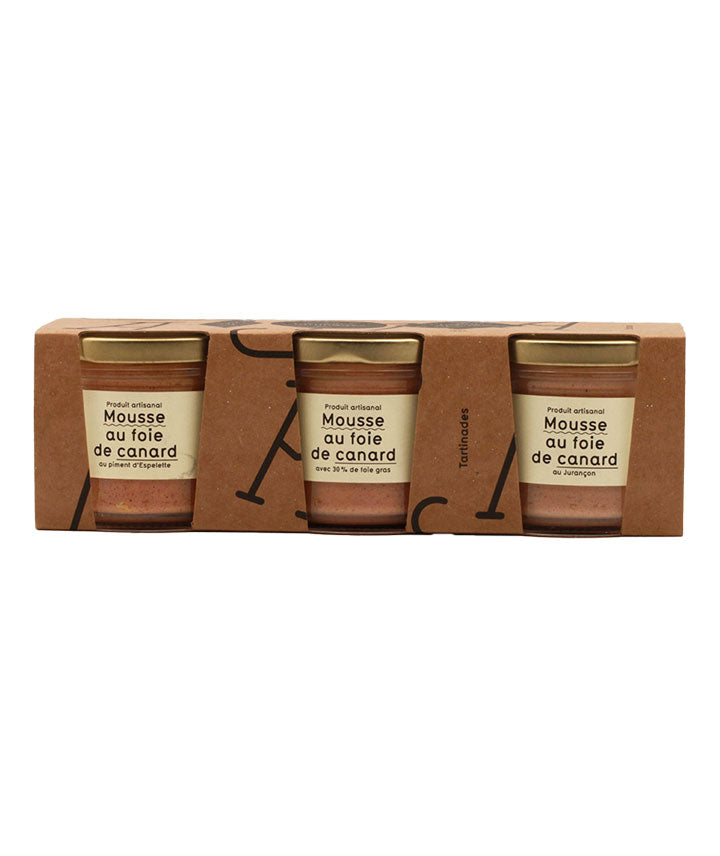 Trio mousses foie gras (nature, piment, jurançon)