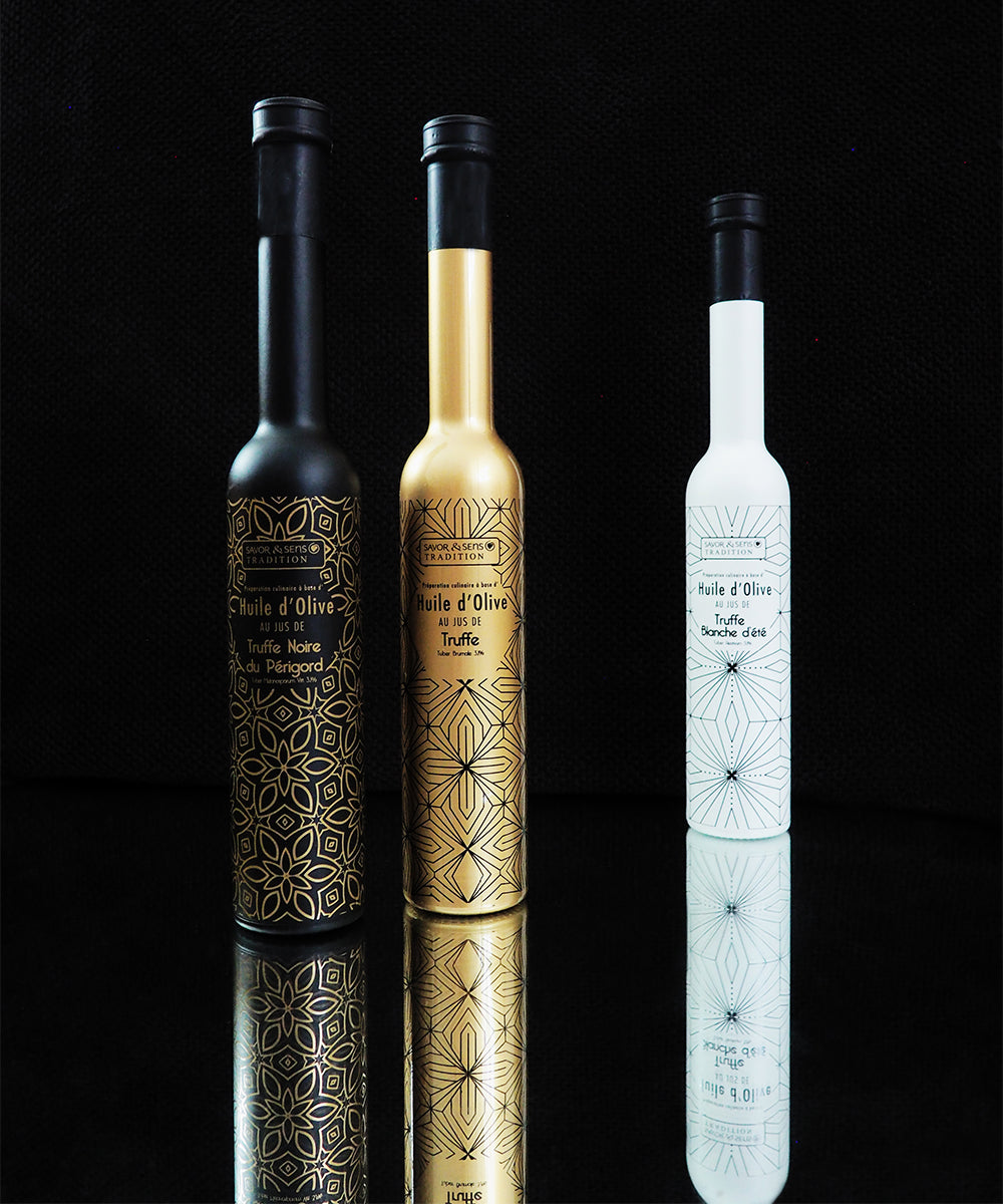Huile d’olive saveur truffe et poivre blanc