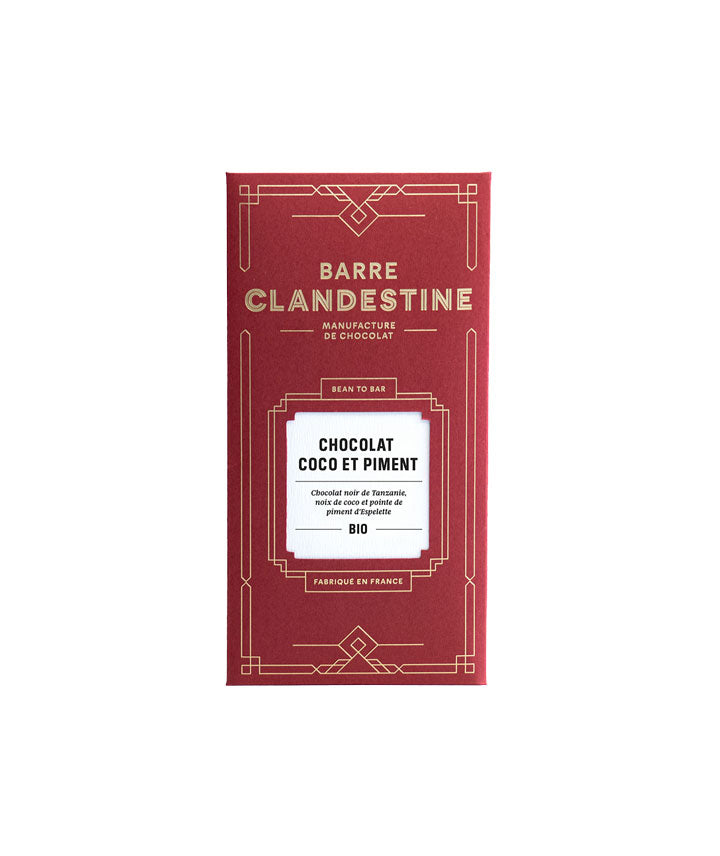 Chocolat noir à la noix de coco et piment d'Espelette