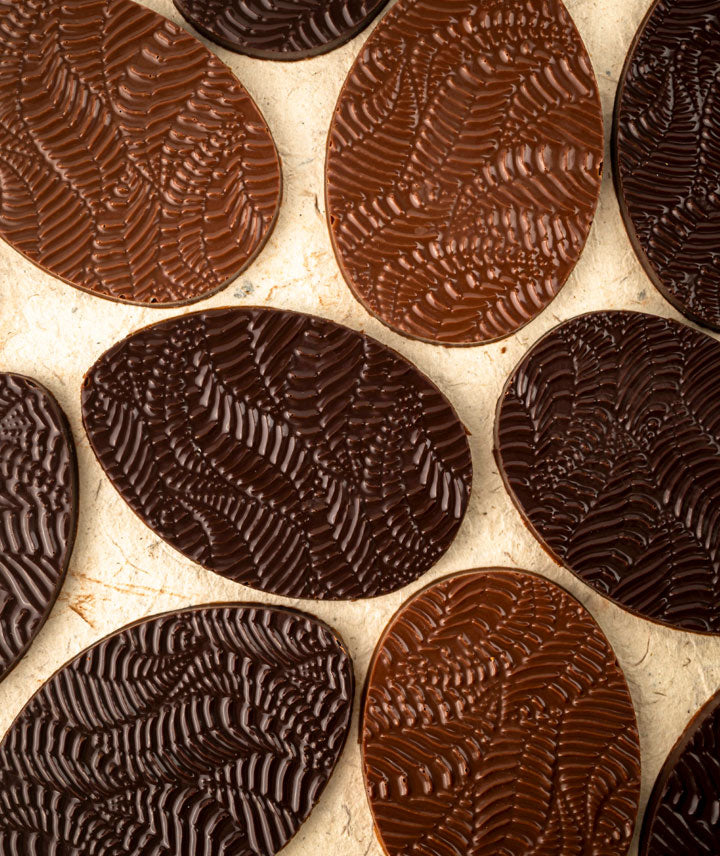 Coffret de 6 oeufs à plat de palmier - Chocolat noir, lait et praliné noisette