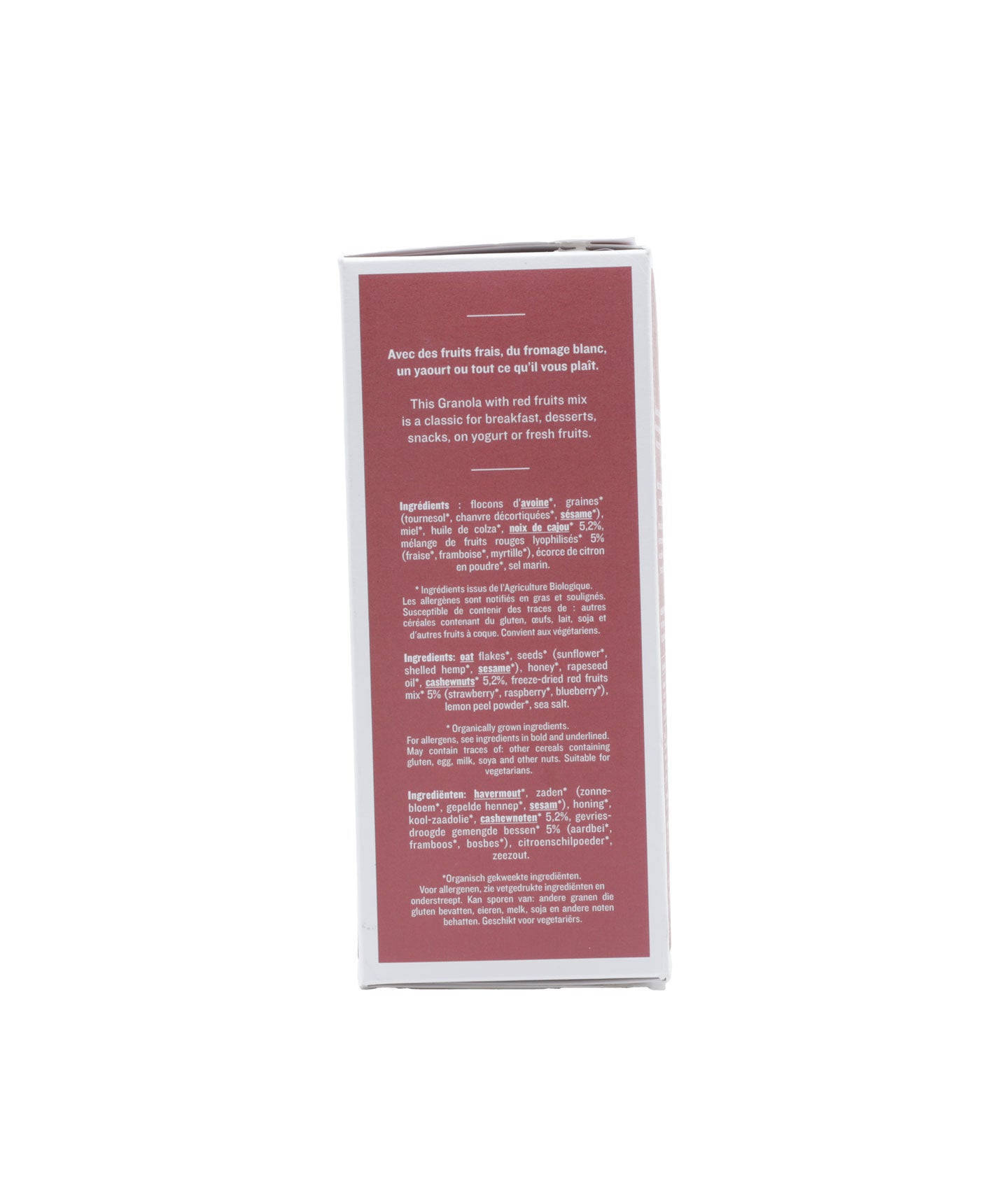 Granola fruits rouges bio