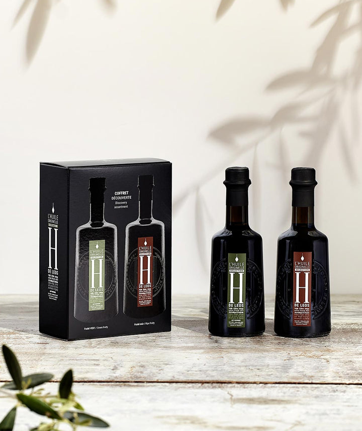 Coffret découverte huile Domaine de Leos fruité vert + Mur - 10cl