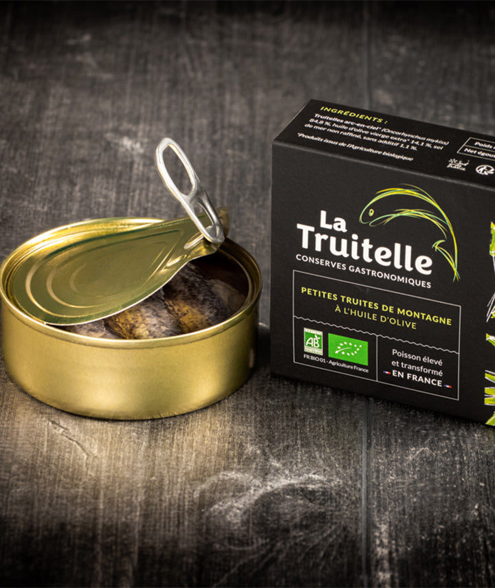 Petites truites de montagne à l'huile d'olive bio