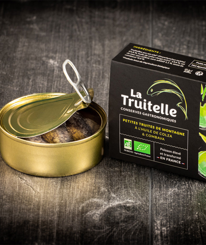 Petites truites de montagne à l'huile de colza et combava bio