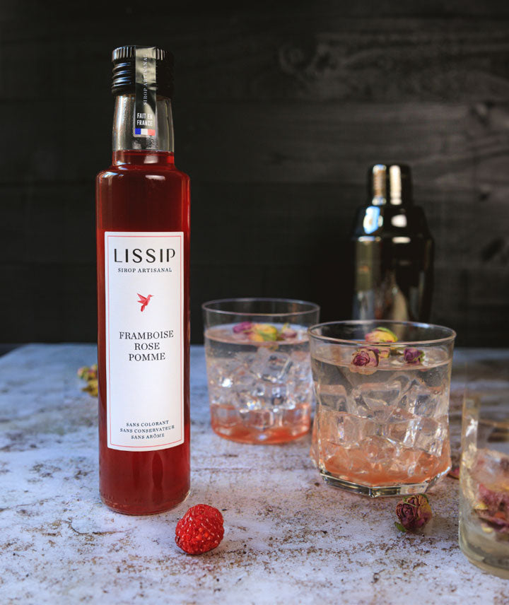 Sirop framboise, rose et pomme