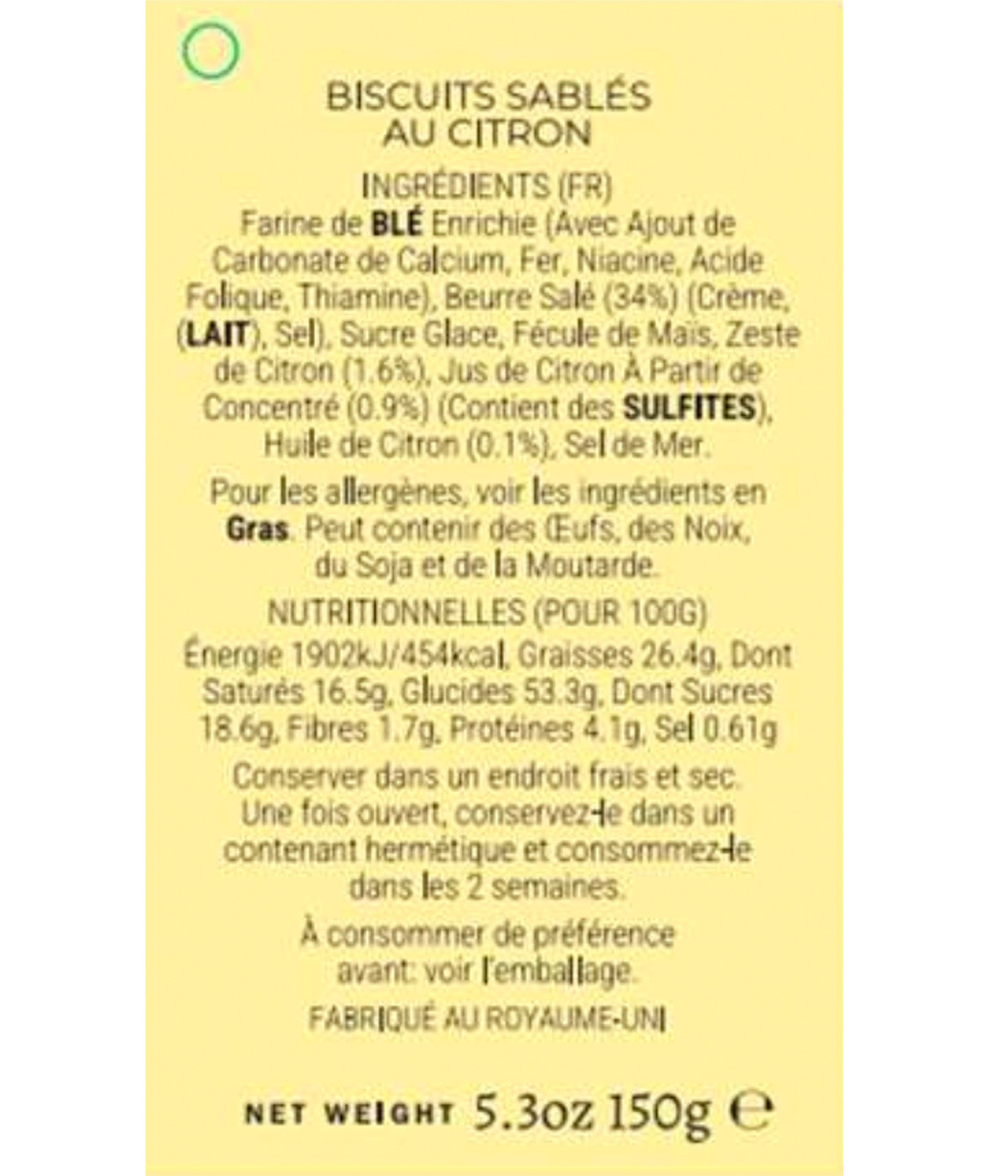 C&B - Shortbread au zest de citron