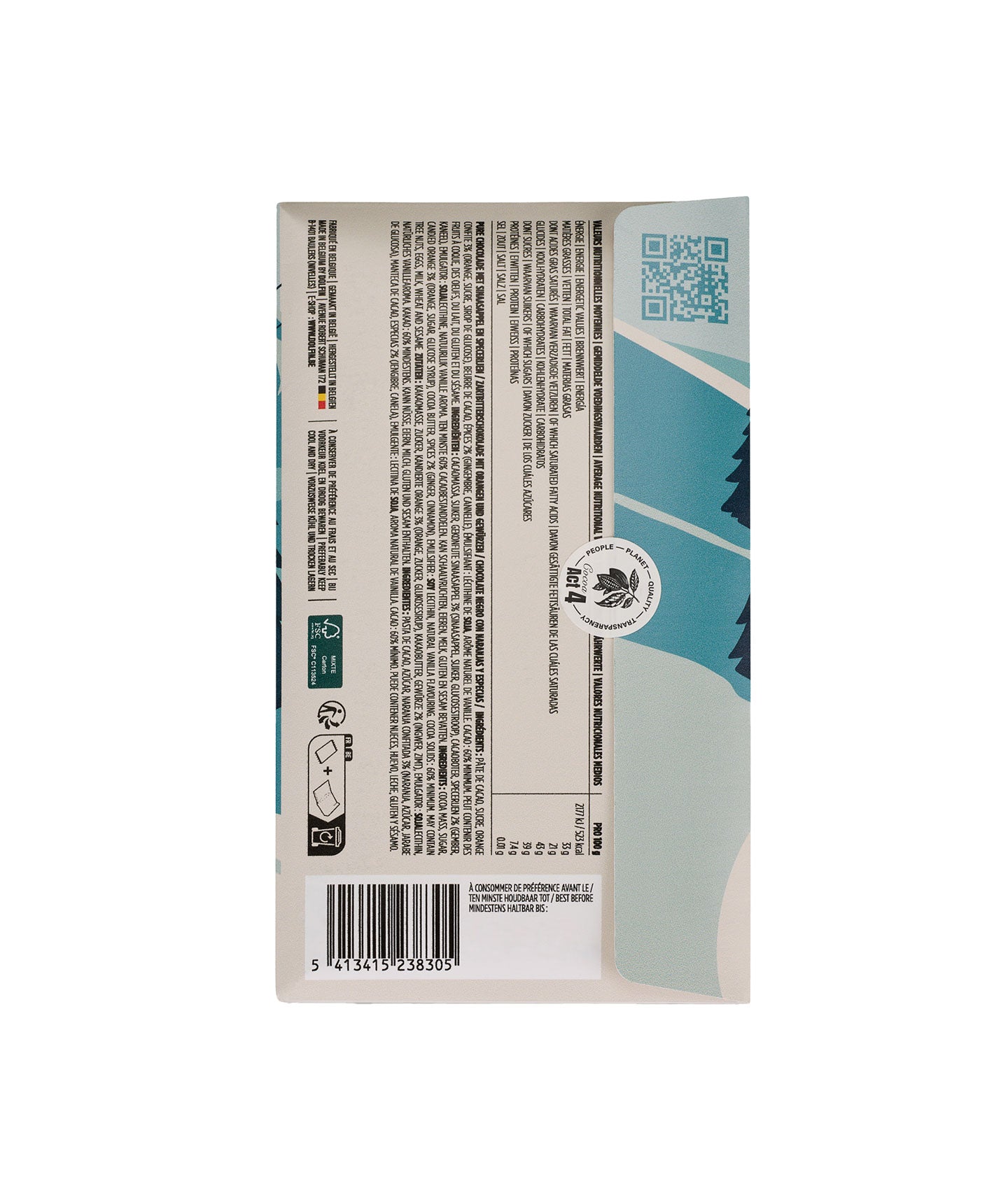 Tablette de chocolat noir 60% orange épices