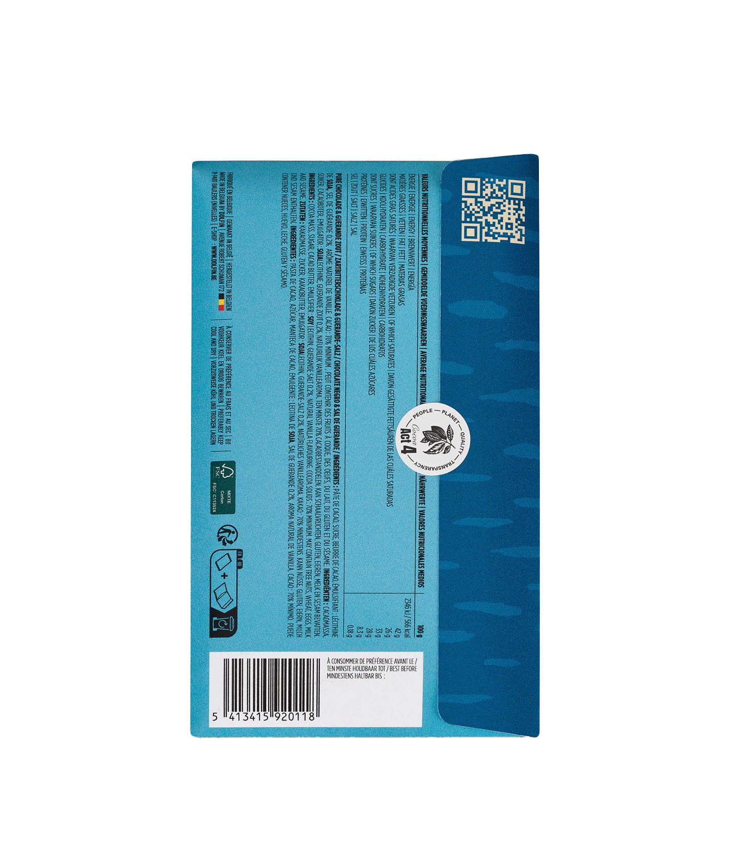 Tablette chocolat au noir 70% au sel de Guérande