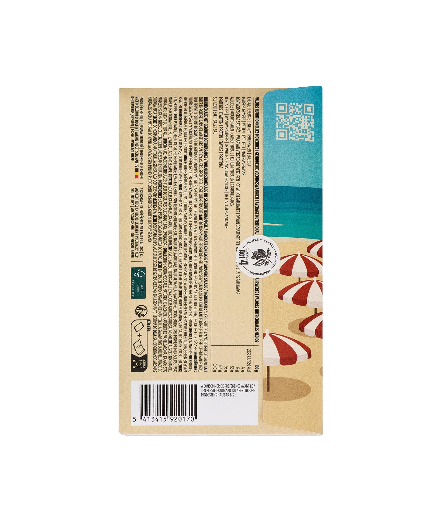 Tablette chocolat au lait 37% au caramel au beurre salé