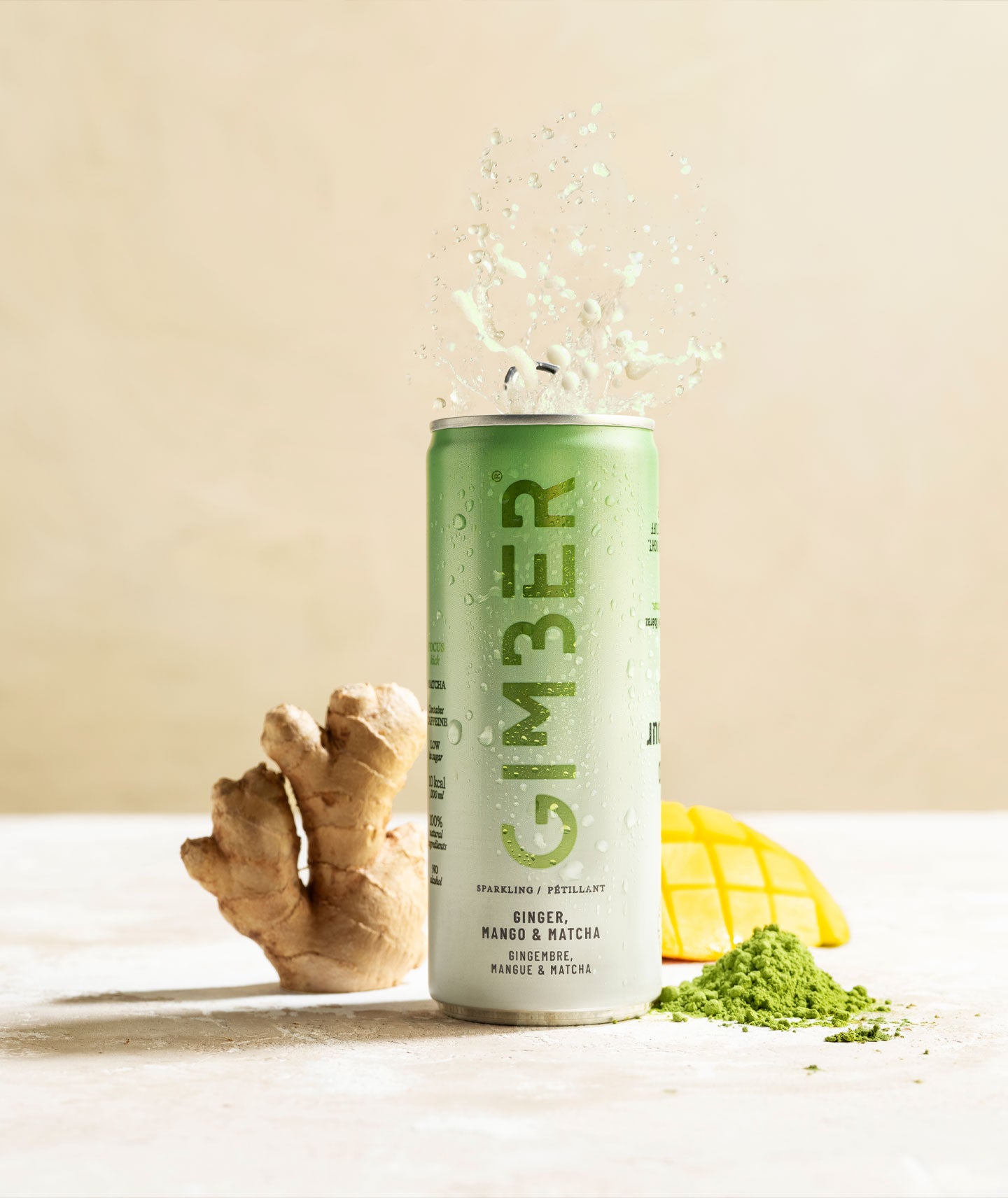 Canette gingembre, mangue et matcha - Focus