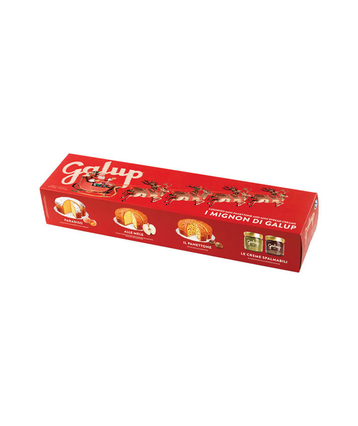 Coffret gourmand : 3 mini Panettones + 2 pâtes à tartiner Gianduja et Pistache