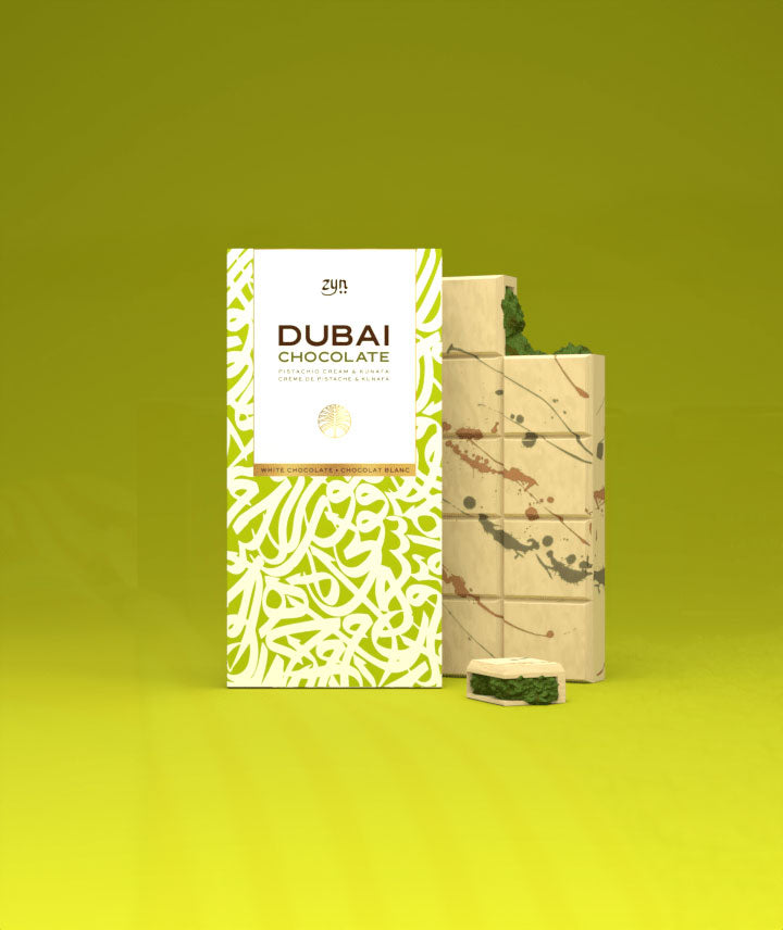 Tablette Dubaï chocolat blanc fourée à la pistache