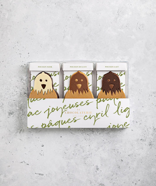 Coffret trio de poussins en guimauves de Pâques