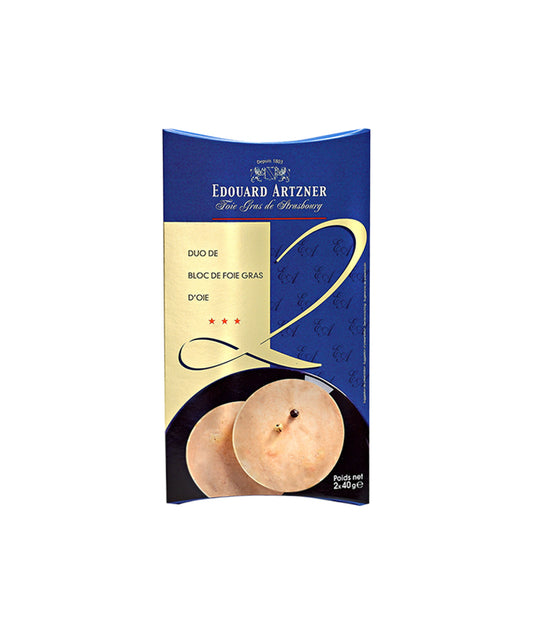 Duo de bloc de foie gras d'oie - 2 tranches individuelles rondes