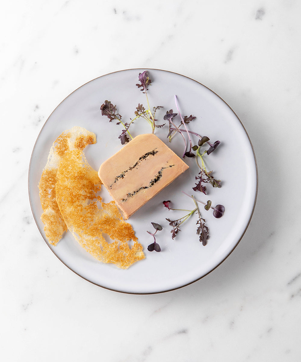 Foie gras de canard entier au champagne et aux deux poivres