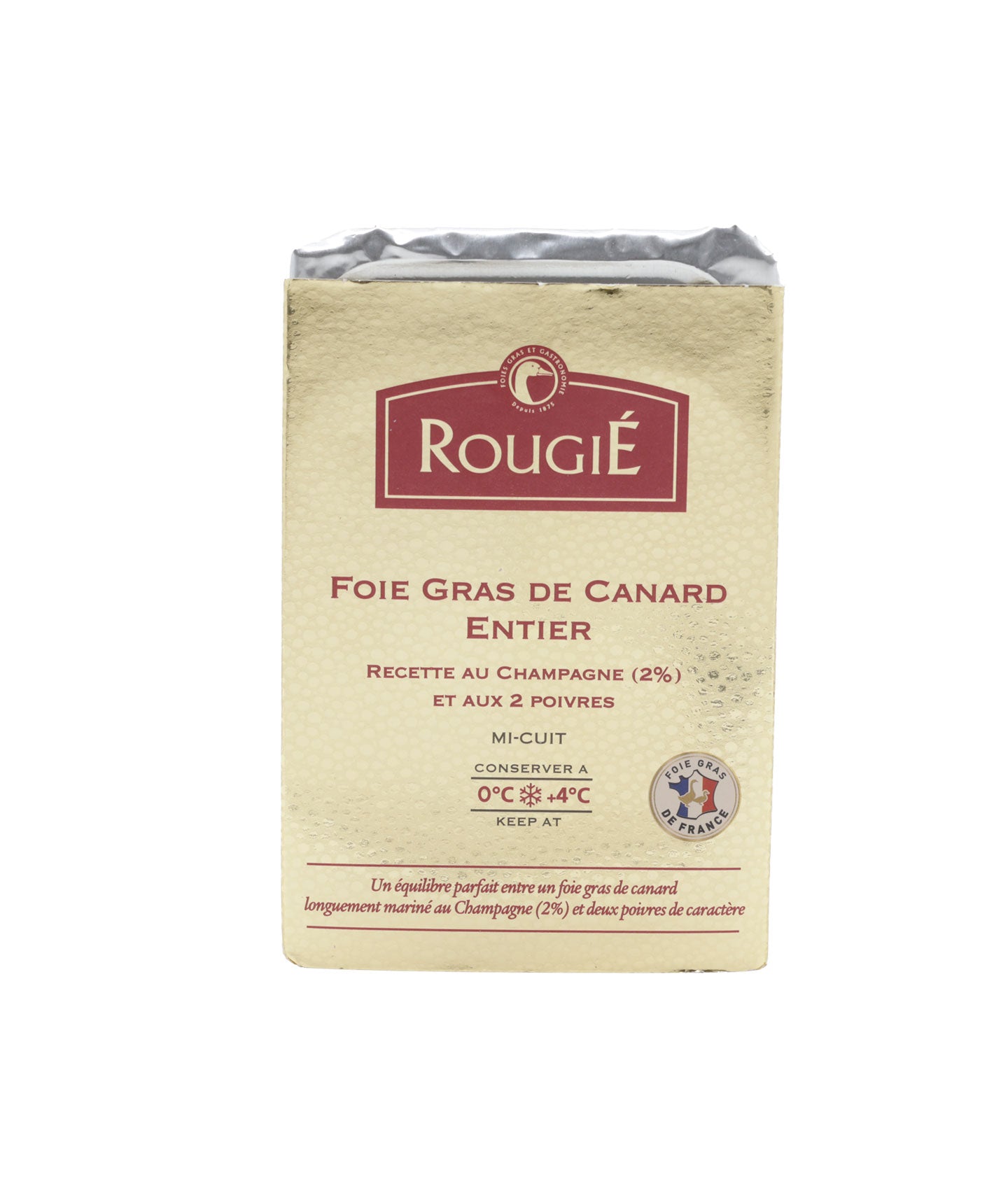 Foie gras mi-cuit de canard entier aux 2 poivres et champagne - Boîte métal