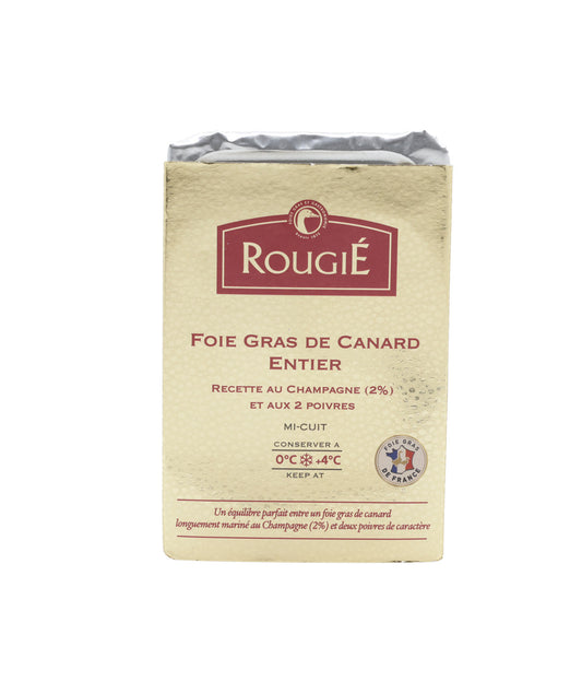 Foie gras mi-cuit de canard entier aux 2 poivres et champagne - Boîte métal