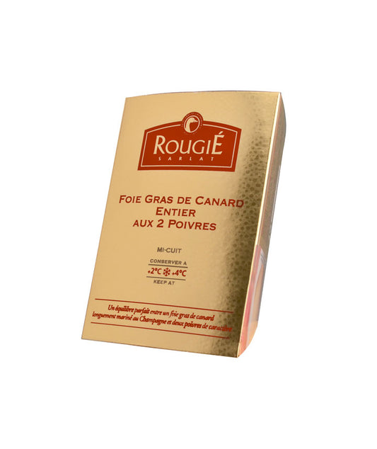 Foie gras mi-cuit de canard entier aux 2 poivres et champagne - Boîte métal