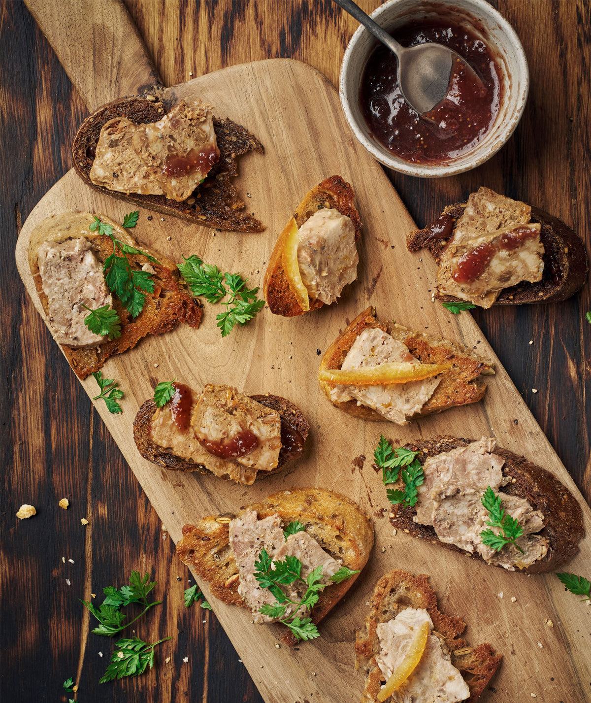 Mini-baguette de terrines de canards