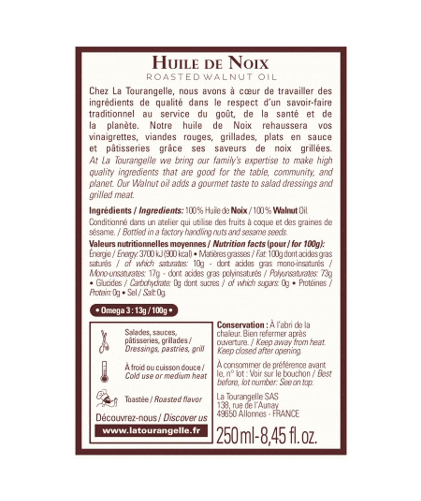 Huile de noix - 250ml