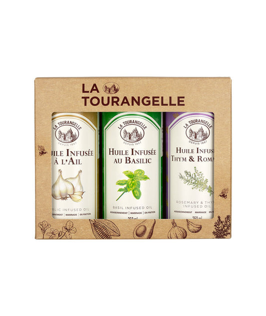 Trio d'huiles infusées (basilic, ail & thym-romarin)
