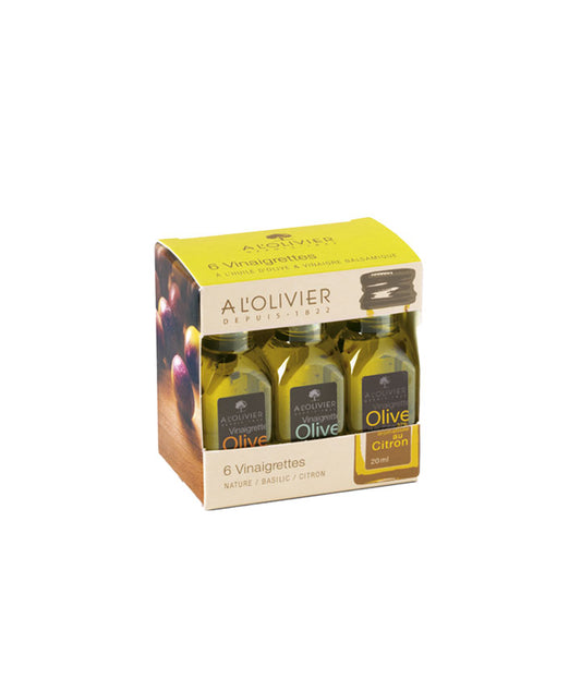 Coffret miniature 6 vinaigrettes (nature, basilic et citron)