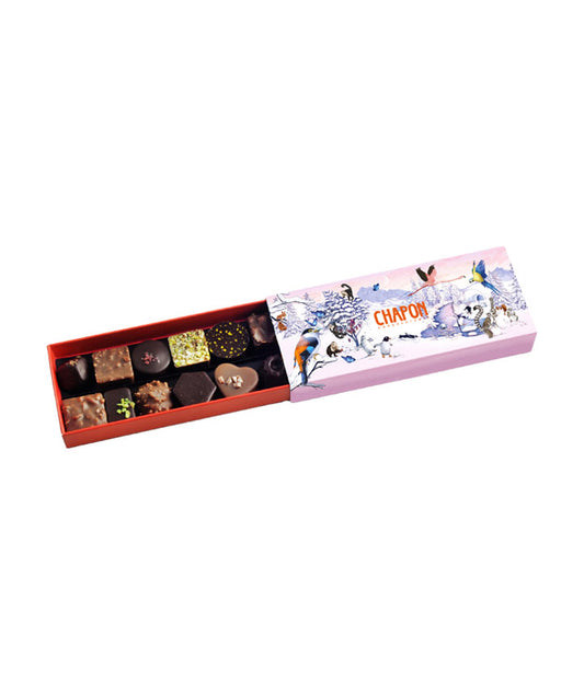 Plumier 12 chocolats Trésors de Chaponie 2024