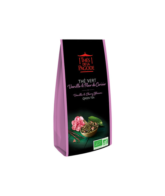 Thé vert vanille fleur de cerisier bio - Pochette vrac