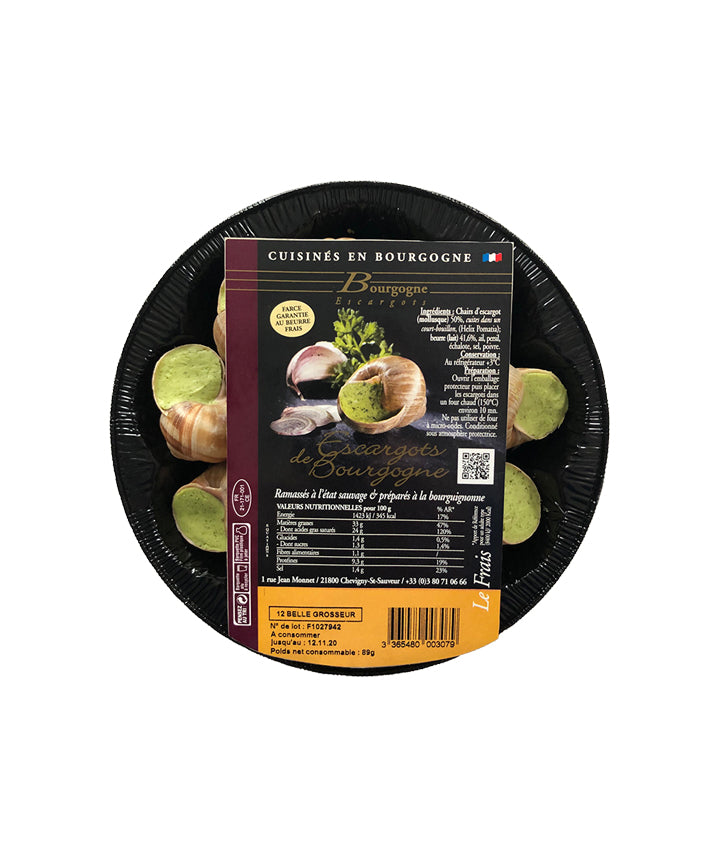 Assiette de 12 escargots de Bourgogne - Belle grosseur