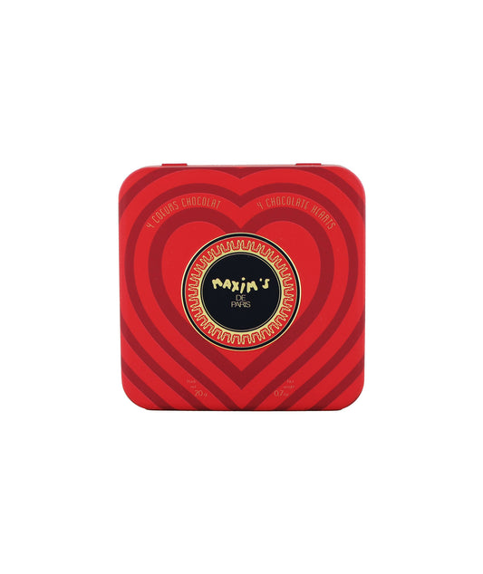 Boîtes métal 4 coeurs en chocolat