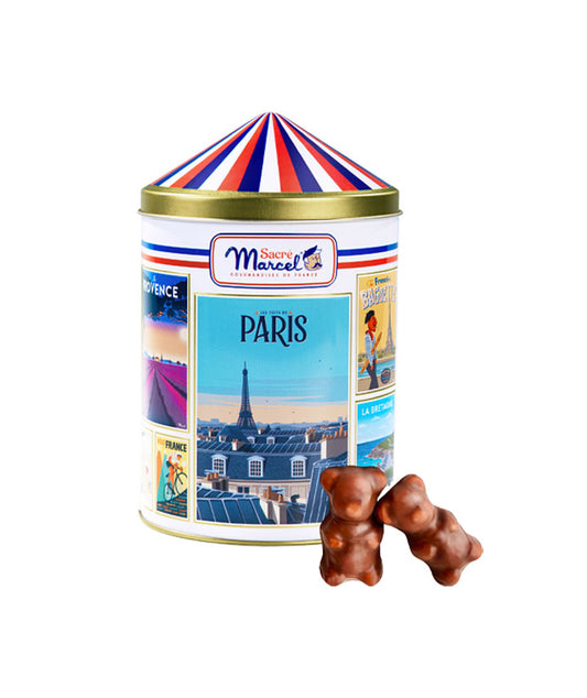 Colonne Morris Sacré Marcel - 15 oursons en guimauves vue face aux Galeries Lafayette Le Gourmet
